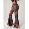 imageSOLY HUX Womens Retro Bell Bottom Pants High Waisted Printed Skinny Flare Leg TrousersMulticolor
