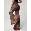 imageSOLY HUX Womens Retro Bell Bottom Pants High Waisted Printed Skinny Flare Leg TrousersMulticolor