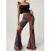 imageSOLY HUX Womens Retro Bell Bottom Pants High Waisted Printed Skinny Flare Leg TrousersMulticolor