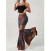 imageSOLY HUX Womens Retro Bell Bottom Pants High Waisted Printed Skinny Flare Leg TrousersMulticolor
