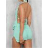 imageSOLY HUX Womens Sexy 2 Piece Outfits Hollow Out Asymmetrical Halter Top Bodycon Mini Skirt Party Club SetsMint Blue