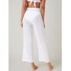 imageSOLY HUX Womens Sheer Pants High Waist Wide Leg Beach Swimwear Bikini Cover Up PantsPure White