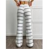 imageSOLY HUX Womens Striped Pants Drawstring Low Rise Flare Leg Long Pants TrousersGrey Striped