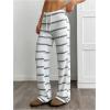 imageSOLY HUX Womens Striped Pants Drawstring Low Rise Flare Leg Long Pants TrousersGrey Striped