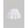 imageSOLY HUX Womens Summer Ruffle Layered Mini Skirts Drawstring Ruched High Waisted Flowy Skater SkirtsPure White
