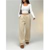 imageSOLY HUX Womens Sweatpants Drawstring High Waisted Baggy Wide Leg Pants with PocketsPure Khaki