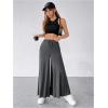 imageSOLY HUX Womens Tie Front Palazzo Pants High Waisted Wide Leg Loose Long PantsPlain Grey