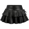 imageSOLY HUX Girls Summer Mini Skirts High Waisted Ruffle Layered Skirts Swing Flowy Skater Tennis SkirtBlack Leather