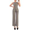 imageSOLY HUX Womens 2 Piece Business Casual Outfit Button Down Boat Neck Sleeveless Vest and Pants SetKhaki