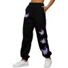 imageSOLY HUX Womens Butterfly Print Drawstring High Waisted Sweatpants Joggers PantsButterfly Graphic Black
