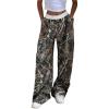 imageSOLY HUX Womens Camo Pants Elastic Waist Baggy Wide Leg Y2k Sweatpants with PocketsBrown Maple Leaf