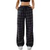 imageSOLY HUX Womens Casual Plaid Baggy Pants High Waisted Y2k Pants Drawstring Sweatpants StreetwearBrown Plaid