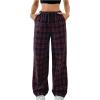 imageSOLY HUX Womens Casual Plaid Baggy Pants High Waisted Y2k Pants Drawstring Sweatpants StreetwearRed Plaid