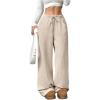 imageSOLY HUX Womens Drawstring Wide Leg Pants Corduroy Baggy Sweatpants with PocketsPure Khaki