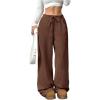 imageSOLY HUX Womens Drawstring Wide Leg Pants Corduroy Baggy Sweatpants with PocketsSolid Brown