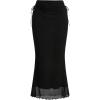 imageSOLY HUX Womens Mesh Tie Side Ruched Long Skirt Elastic Waist Bodycon Fishtail SkirtsPlain Black