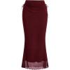 imageSOLY HUX Womens Mesh Tie Side Ruched Long Skirt Elastic Waist Bodycon Fishtail SkirtsPure Burgundy