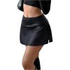 imageSOLY HUX Womens PU Leather High Waisted Skorts Shorts Side Slit Flared Mini Skirt with Built in ShortsPure Black
