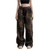imageSOLY HUX Womens Plus Size Leopard Print Sweatpants Drawstring Waist Wide Leg Y2k Pants with PocketsBrown Leopard