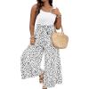 imageSOLY HUX Womens Plus Size Print Belted Jumpsuits Casual Summer Sleeveless Square Neck Wide Leg Tank Romper Long PantsWhite Multi