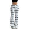 imageSOLY HUX Womens Striped Pants Drawstring Low Rise Flare Leg Long Pants TrousersDark Blue Striped