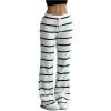 imageSOLY HUX Womens Striped Pants Drawstring Low Rise Flare Leg Long Pants TrousersWhite Striped