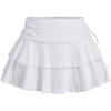 imageSOLY HUX Womens Summer Ruffle Layered Mini Skirts Drawstring Ruched High Waisted Flowy Skater SkirtsPure White