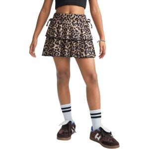 imageSOLY HUX Girls Summer Mini Skirts High Waisted Ruffle Layered Skirts Swing Flowy Skater Tennis SkirtBrown Leopard