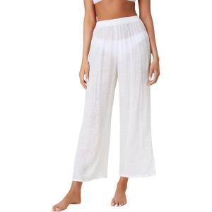 imageSOLY HUX Womens Sheer Pants High Waist Wide Leg Beach Swimwear Bikini Cover Up PantsPure White