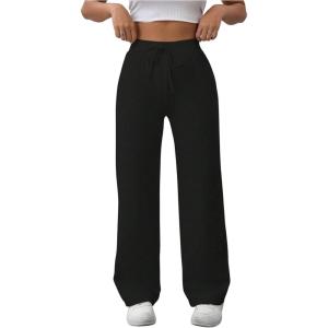 imageSOLY HUX Womens Sweatpants High Waisted Straight Leg Pants Drawstring Fall Casual TrousersSolid Black