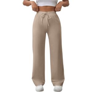 imageSOLY HUX Womens Sweatpants High Waisted Straight Leg Pants Drawstring Fall Casual TrousersSolid Khaki