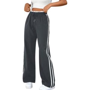 imageSOLY HUX Womens Wide Leg Sweatpants Y2k Streetwear Casual High Waisted Baggy Track PantsGrey Striped