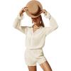 imageSOLY HUX Swim Cover Up for Women Button Down Long Sleeve Shirt and Shorts Bikini Swimsuits Beach Cover Up SetSolid Apricot