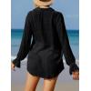imageSOLY HUX Swim Cover Up for Women Button Down Long Sleeve Shirt and Shorts Bikini Swimsuits Beach Cover Up SetSolid Black