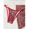 imageSOLY HUX Womens 3 Piece Swimsuit Leopard Cherry Print Halter Bikini Set Bathing Suit with Sarong Wraps Cover UpMulticoloured Leopard