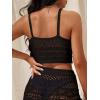 imageSOLY HUX Womens Crochet Knit Swimsuit Bathing Suits Cover up Vest Top Hollow Out Beachwear Crop Tank TopsSolid Black