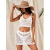 imageSOLY HUX Womens Crochet Knit Swimsuit Bathing Suits Cover up Vest Top Hollow Out Beachwear Crop Tank TopsSolid White