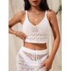 imageSOLY HUX Womens Crochet Knit Swimsuit Bathing Suits Cover up Vest Top Hollow Out Beachwear Crop Tank TopsSolid White