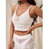 imageSOLY HUX Womens Crochet Knit Swimsuit Bathing Suits Cover up Vest Top Hollow Out Beachwear Crop Tank TopsSolid White
