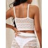 imageSOLY HUX Womens Crochet Knit Swimsuit Bathing Suits Cover up Vest Top Hollow Out Beachwear Crop Tank TopsSolid White