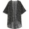 imageSOLY HUX Womens Paisley Print Blouse 34 Sleeve Cardigan Kimono Coverup Oversized Open Front Shirt TopsBlack Paisley
