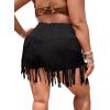 imageSOLY HUX Womens Plus Size Elastic High Waisted Fringe Tassel Solid Straight Leg Skinny ShortsBlack