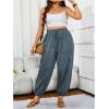 imageSOLY HUX Womens Plus Size High Waist Cargo Pants Casual Loose Baggy Jogger Pants Trousers PocketsDusty Blue