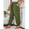 imageSOLY HUX Womens Plus Size High Waist Cargo Pants Casual Loose Baggy Jogger Pants Trousers PocketsSolid Green
