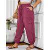 imageSOLY HUX Womens Plus Size High Waist Cargo Pants Casual Loose Baggy Jogger Pants Trousers PocketsSolid Purple