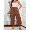 imageSOLY HUX Womens Plus Size High Waist Cargo Pants Casual Loose Baggy Jogger Pants Trousers PocketsSolid Redwood