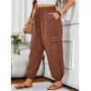 imageSOLY HUX Womens Plus Size High Waist Cargo Pants Casual Loose Baggy Jogger Pants Trousers PocketsSolid Redwood