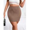 imageSOLY HUX Womens Plus Size High Waist Elastic Slit Sexy Stretch Fitted Bodycon Mini SkirtsPlain Brown