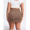 imageSOLY HUX Womens Plus Size High Waist Elastic Slit Sexy Stretch Fitted Bodycon Mini SkirtsPlain Brown