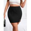 imageSOLY HUX Womens Plus Size High Waist Elastic Slit Sexy Stretch Fitted Bodycon Mini SkirtsPure Black